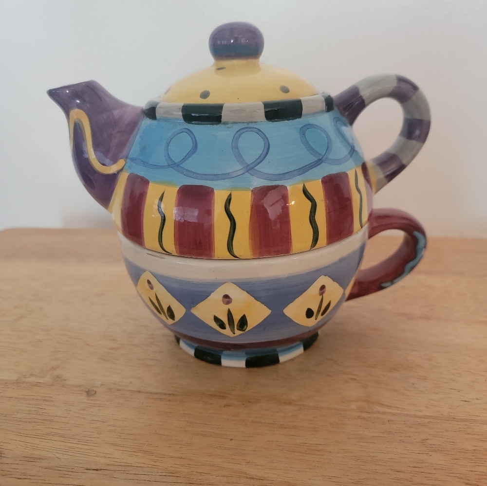 Stackable 3pc Ceramic Tea Set